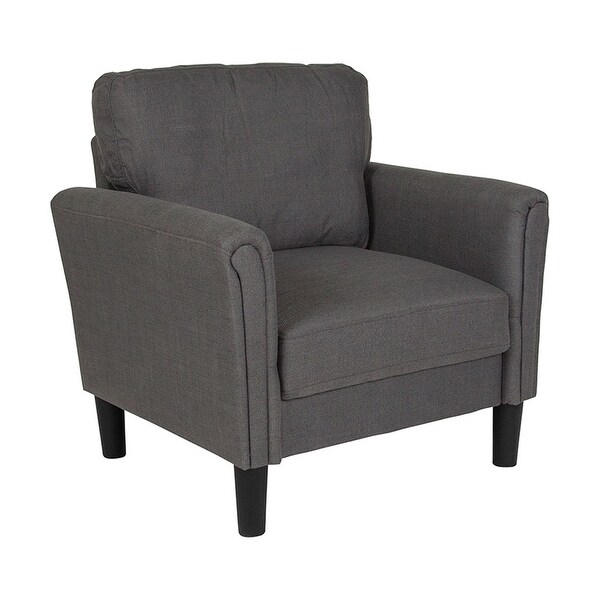 Offex Contemporary Upholstered Chair with Oversized Back Cushion in Dark Gray Fabric