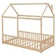 preview thumbnail 7 of 11, Kids and Baby Twin Size House Bed Platform Bed with Guardrails and Slats