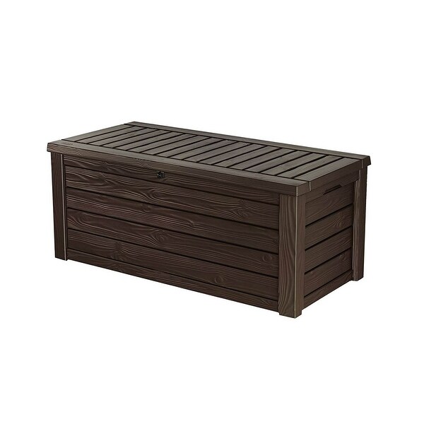 Keter Brightwood 120 Gallon Outdoor Resin Garden Patio Storage Furniture Deck Box 