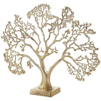 Aluminum Metal Tree Decorative Sculpture - Gold or Black - Roche River Decor
