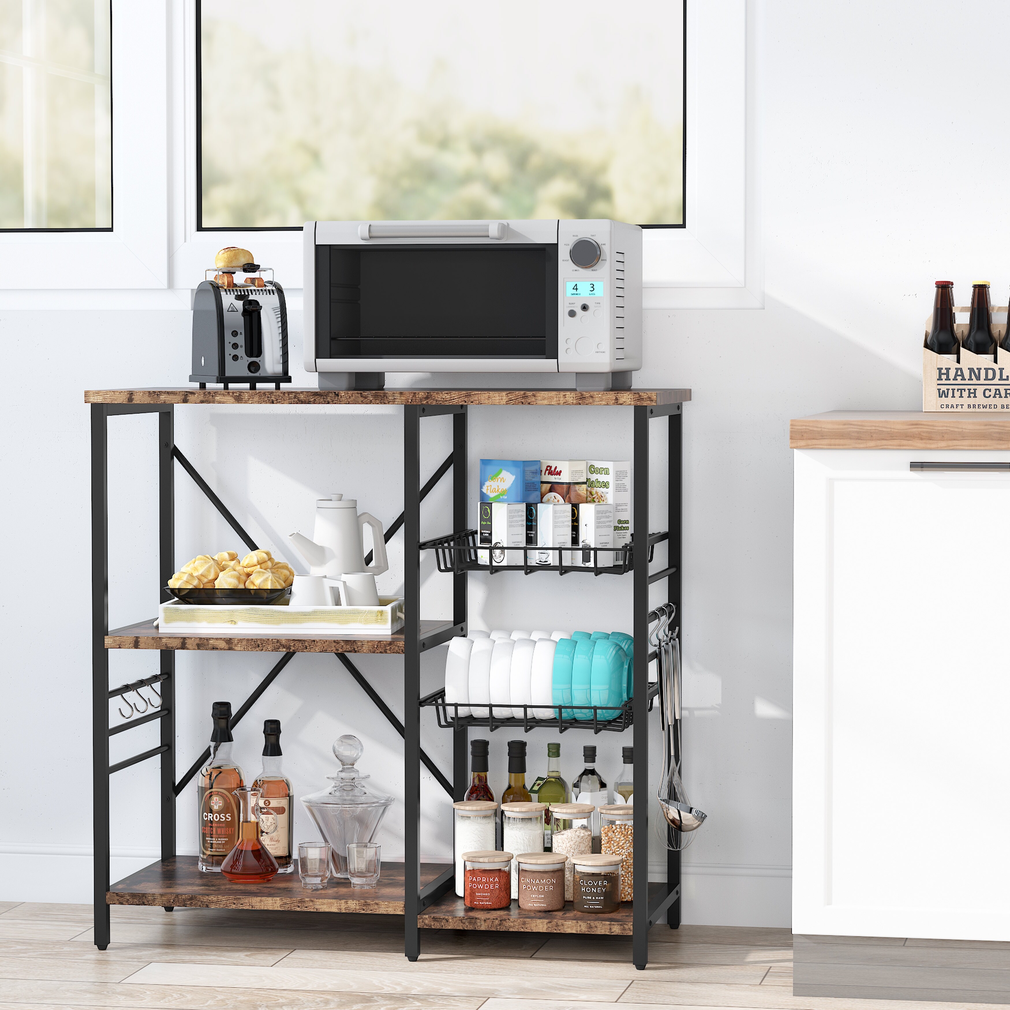Microwave Oven Stand Carts,Baker's Rack Utility Coffee bar Table cart