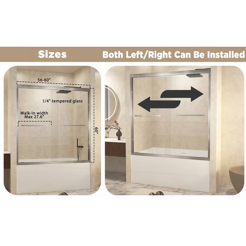 Premium Double Sliding Shower Door with Tempered Glass and Aluminum Frame for Stylish Bathrooms