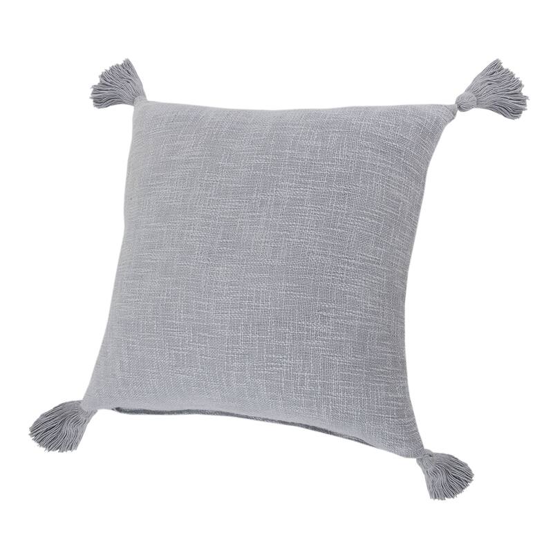 20" Gray Solid Hand Woven Square Throw Pillow