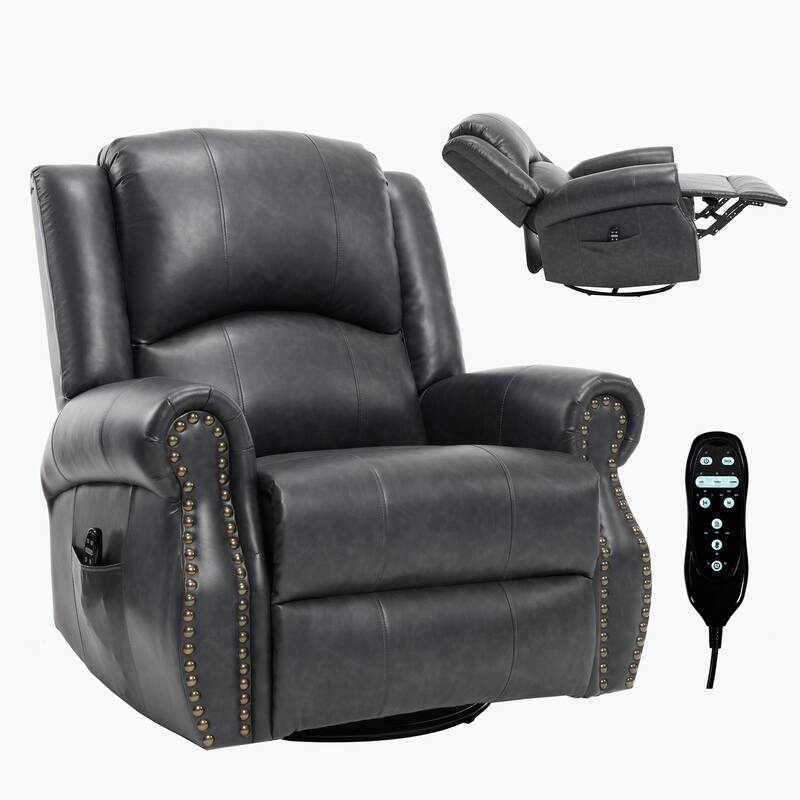 Manual Recliner Chair with Heat & Massage, Ergonomic Lounge Sofa Chair, Swivel Recliner Chair with Side Pocket