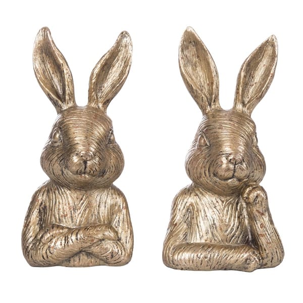 Transpac Resin Bunny Bookends Set of 2 - Cute Decorative Objects for Home or Office, Perfect for Book Lovers and Easter Decor