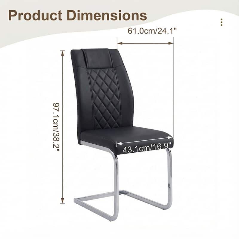 High-Back Dining Chairs Set of 6, PU Leather Modern Kitchen Chairs with Silver Legs for Home Furniture Dining & Kitchen Room