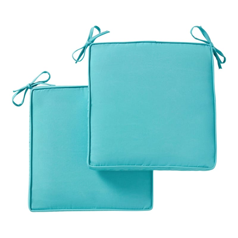 Sunbrella Indoor/ Outdoor 17-inch Square Corded Chair Pad (Set of 2) - Canvas Aruba