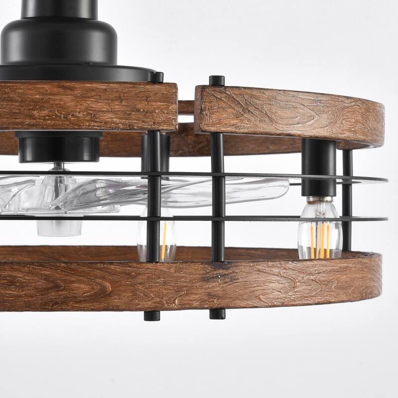 20 Inch 7-Blade Caged Ceiling Fan with Light and Remote