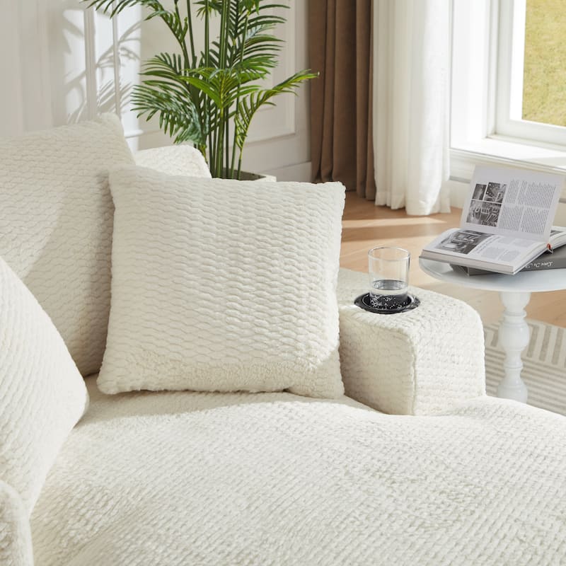 Oversized Chaise Lounge Chair Indoor, No Assembly Sleeper Sofa with Faux Fur Upholstery for Living Room or Office