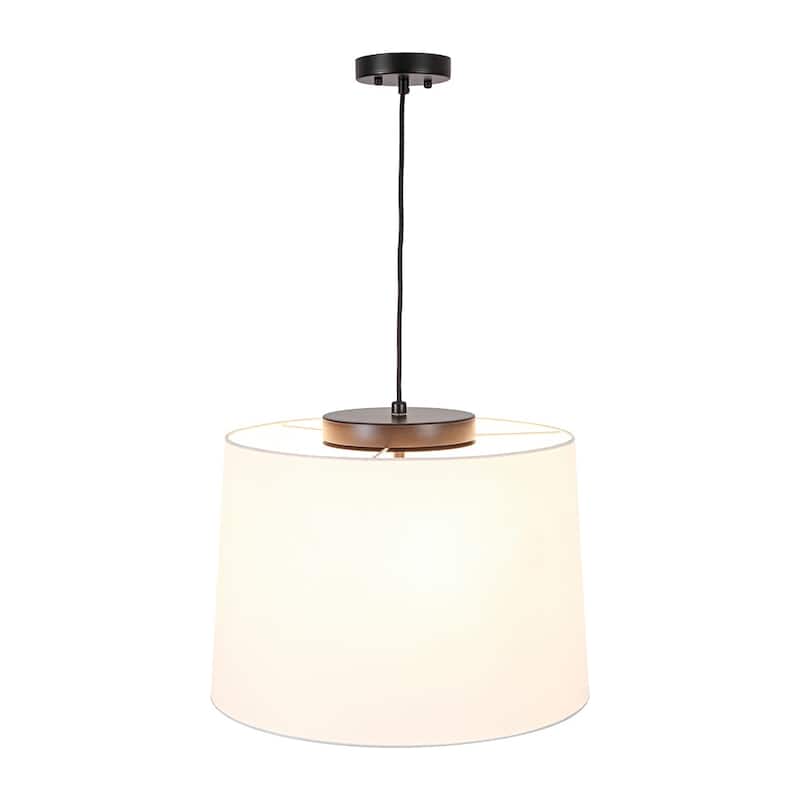 Coastal-style 3-Light Tapered Linen Fabric Pendant - 19.7 in