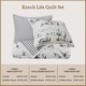 preview thumbnail 10 of 10, Paseo Road Ranch Life Western Cowboy White/Black 100% Cotton Rustic Toile Western Bedding 3 Piece Reversible Quilt Set