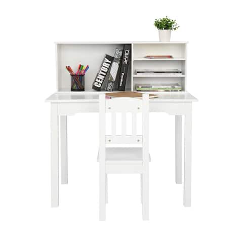 Modern Student Table Kids Desk with 5-layer and Chairs White