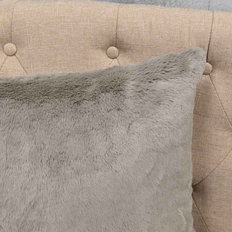 Solid Light Fauxfur Square Pillow Covers set of 2, NO INSERT