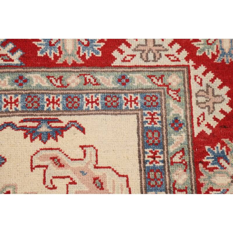 Beige / Ivory Kazak Area Rug Hand-Knotted Wool Carpet - 5'1" x 6'11"