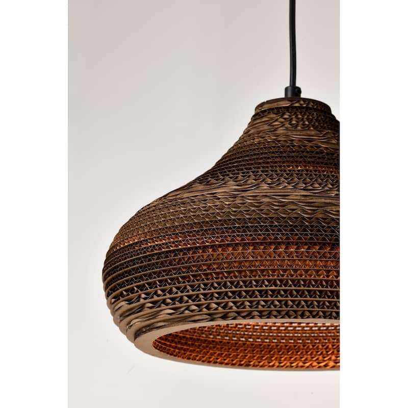 Matte Black Modern Nordic Style 1-Light Pendant Light with Natural Brown Origami Paper Shade