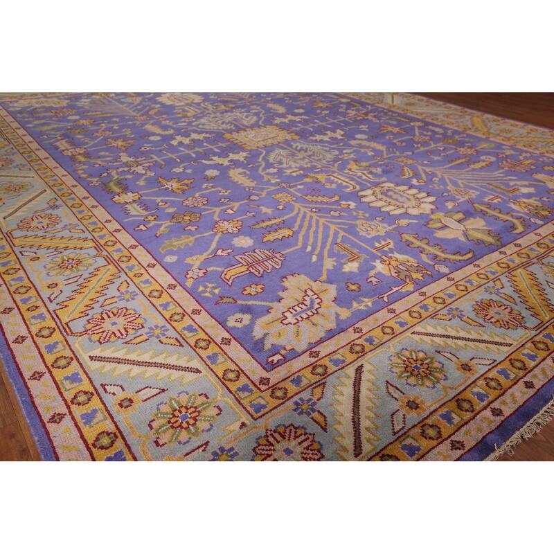 Purple Oushak Large Indian Area Rug Handmade Wool Carpet - 11'9"x 14'8"