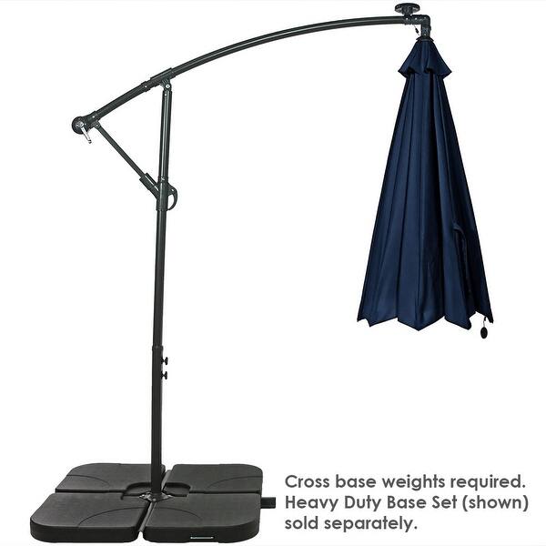 Shop Sunnydaze Navy Blue Outdoor 10 Foot Offset Solar Led Patio Umbrella With Crank Overstock 24088424