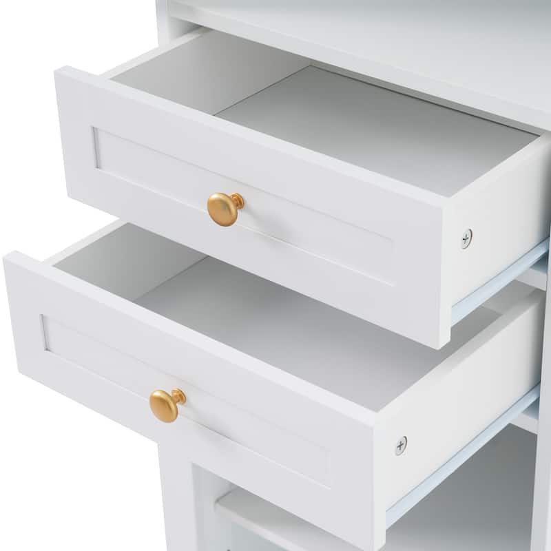 Tall Bathroom Storage Cabinet with Glass Doors