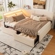 preview thumbnail 1 of 5, Full/Twin Size Boucle Upholstered Cloud Bed Frame with Headboard, Solid Wood Legs - No Box Spring Needed Beige - Twin