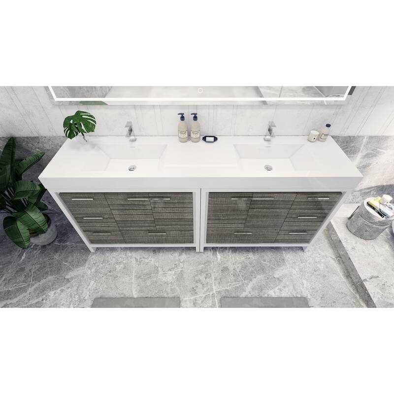 Dove 84'' Freestanding Vanity with Double Reinforced Acrylic Sink