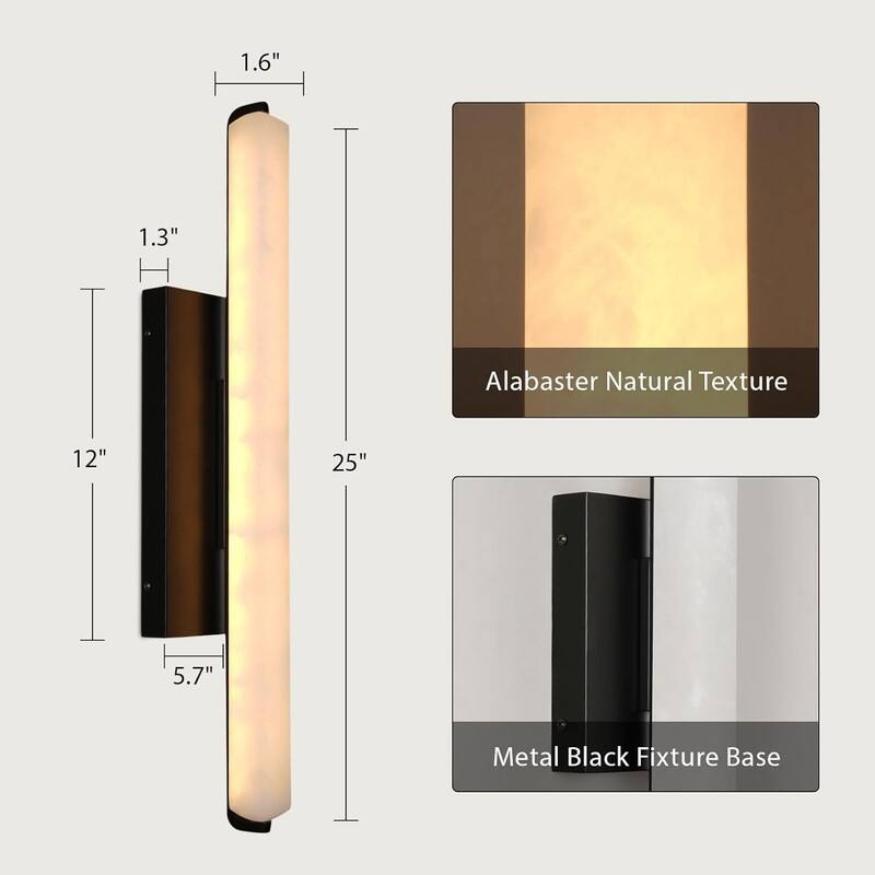 KAYLA Alabaster Wall Sconce, 19" Natural Marble Wall Sconce
