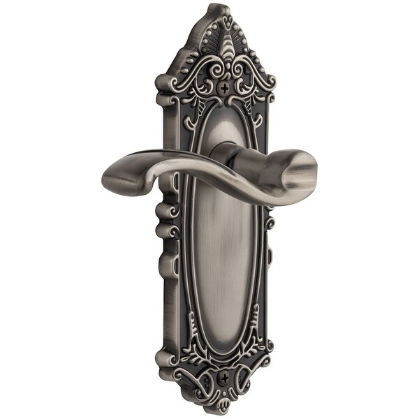 Grandeur GVCPRT_PSG_234 Grande Victorian Solid Brass Rose Passage Door Lever Set with Portofino Lever and 2-3/4" Backset