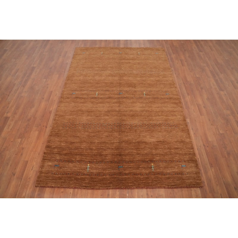 Hand Knotted Oriental 100% Wool Carpet Tribal Animal Pictorial Brown Gabbeh Area Rug - 7' 9'' X 5' 2''