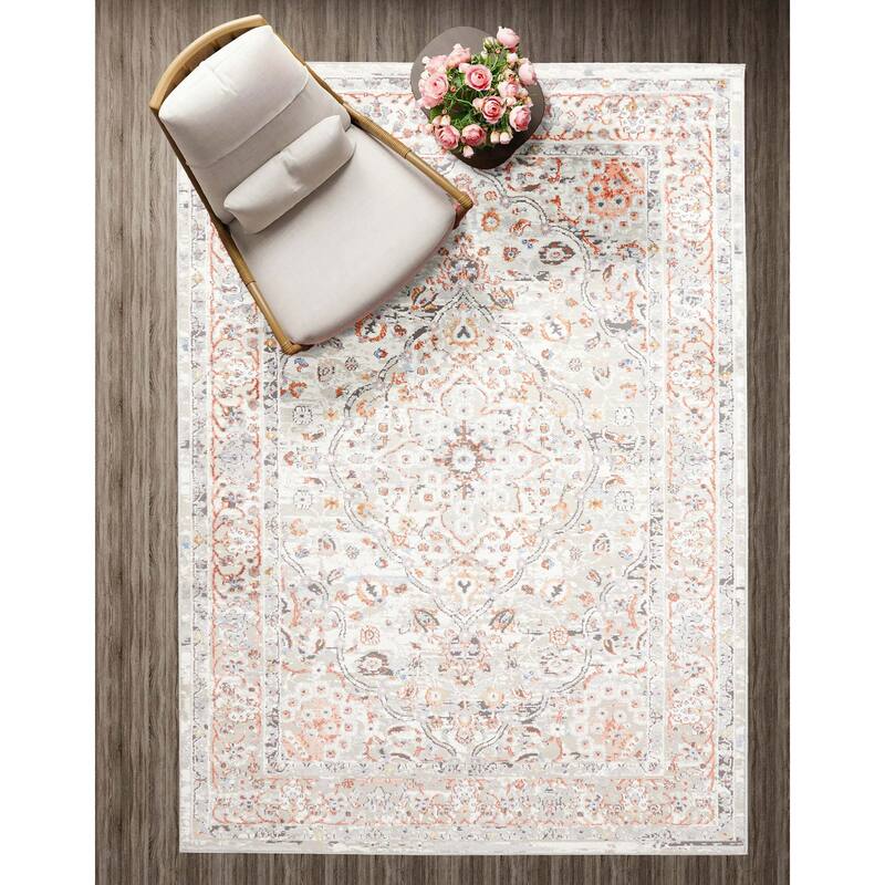 ECARPETGALLERY Machine Made Seline Ivory Area Rug