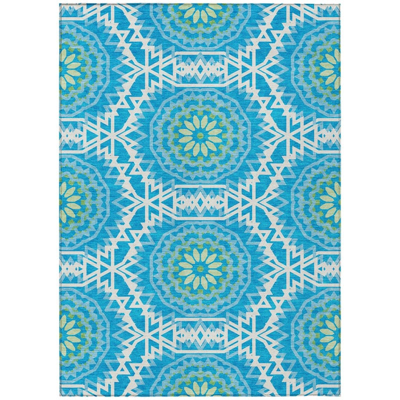 HomeRoots Floral Medallion Transitional Rectangle Outdoor Rug
