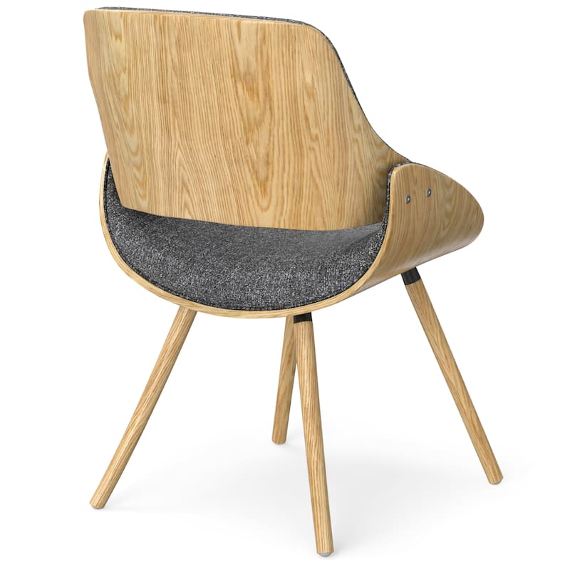 WYNDENHALL Malone Mid Century Modern Bentwood Dining Chair with Light Wood in Polyester linen - 22.8" D x 20.9" W x 30.9"H