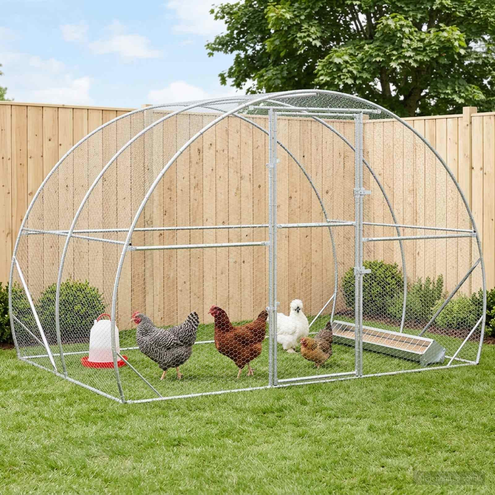 vidaXL Chicken Coop Silver Galvanised Steel Cage Poultry Housing Outdoor