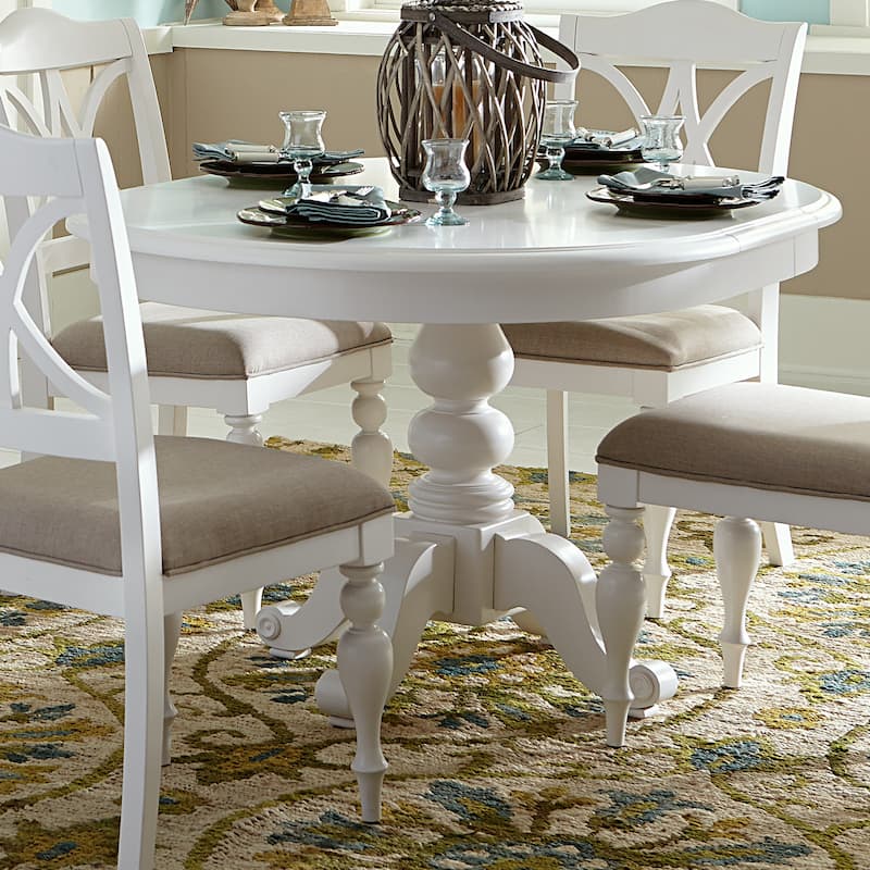 Summer House Oyster White Round Pedestal Table Only
