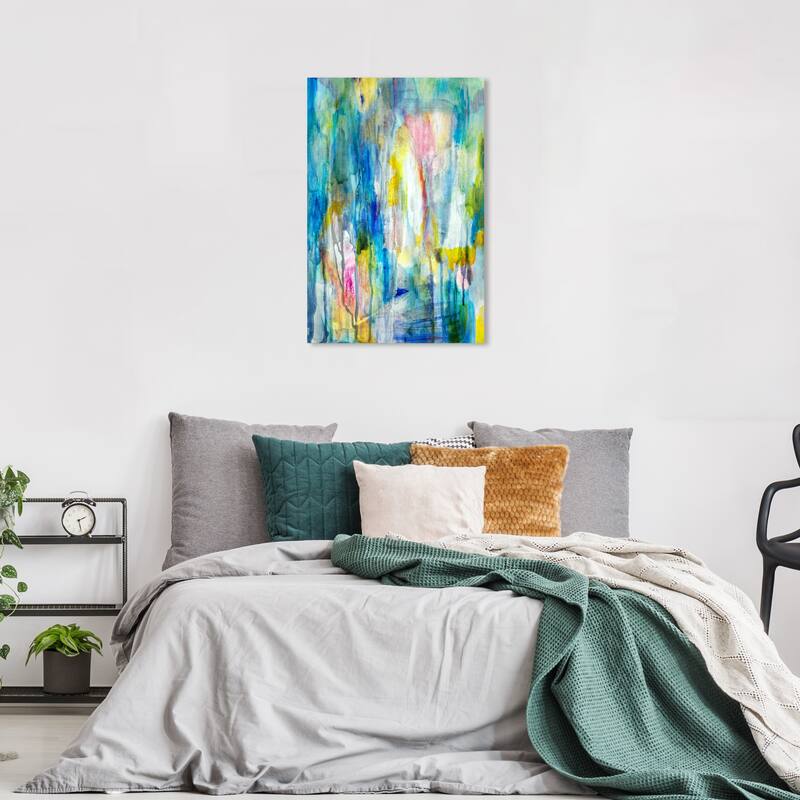 Wynwood Studio Canvas Abstract Rain and Fireworks Blue and Modern & Contemporary Wall Art Canvas Print - 36 x 24