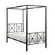 preview thumbnail 4 of 3, Twin Size Metal Canopy Bed with Square Posts, Platform Base in Modern Black