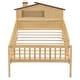 preview thumbnail 5 of 10, Twin Wood Bed with LED & Storage, House-Shaped Headboard