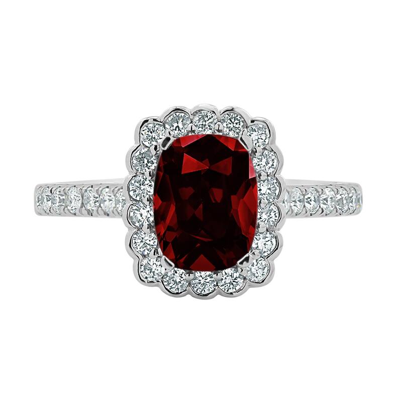 Auriya Vintage 1 1/3ct Cushion-cut Garnet Halo Diamond Engagement Ring 1/2ctw 14k Gold