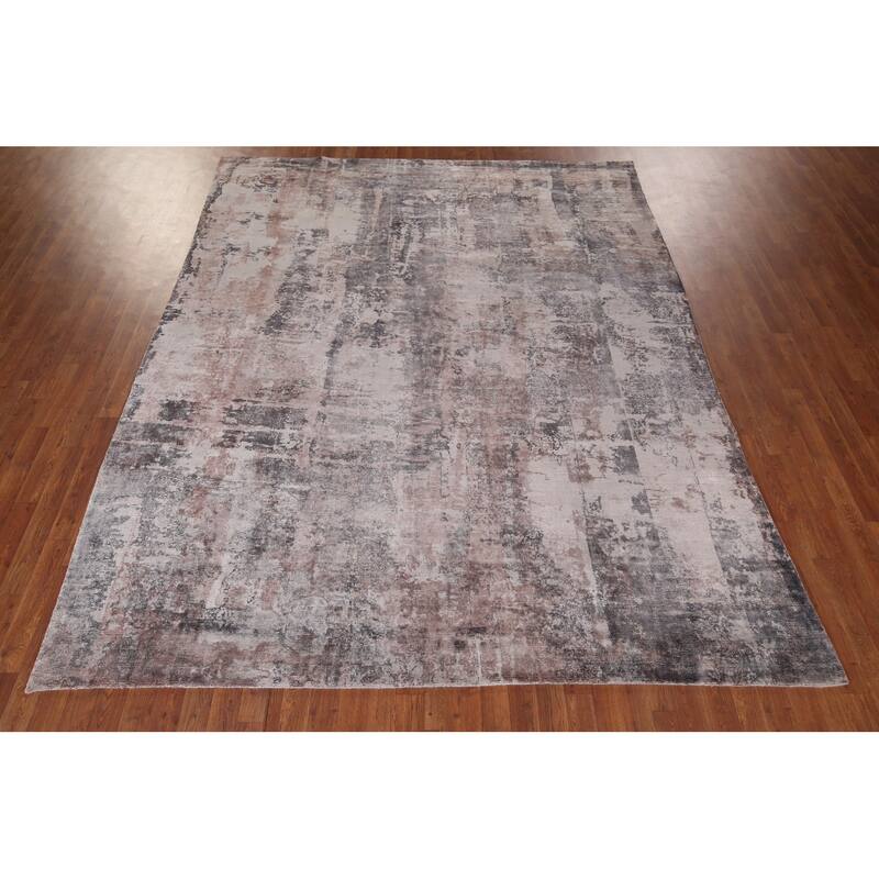 All-Over Abstract Indian Area Rug Handmade Wool Carpet - 8'0"x 10'2"