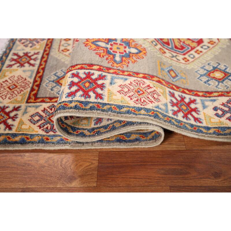 Geometric Kazak Oriental Accent Rug Handmade Wool Carpet - 3'2" x 5'0"