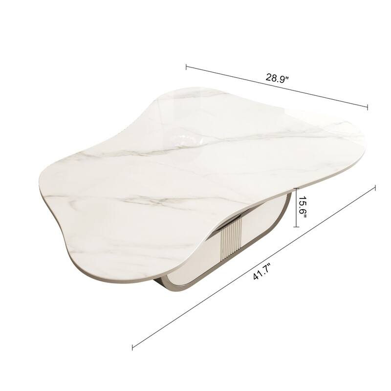 Modern Butterfly Sintered Stone Top Coffee Table with Storage