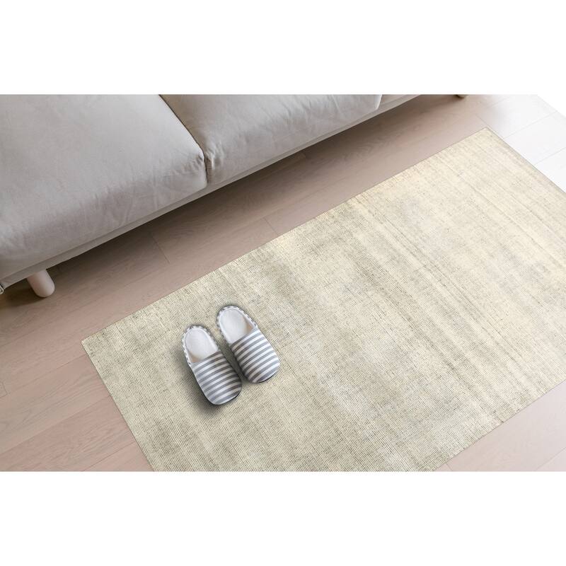 Ivory/Gray Stripe Handmade Boho Rug