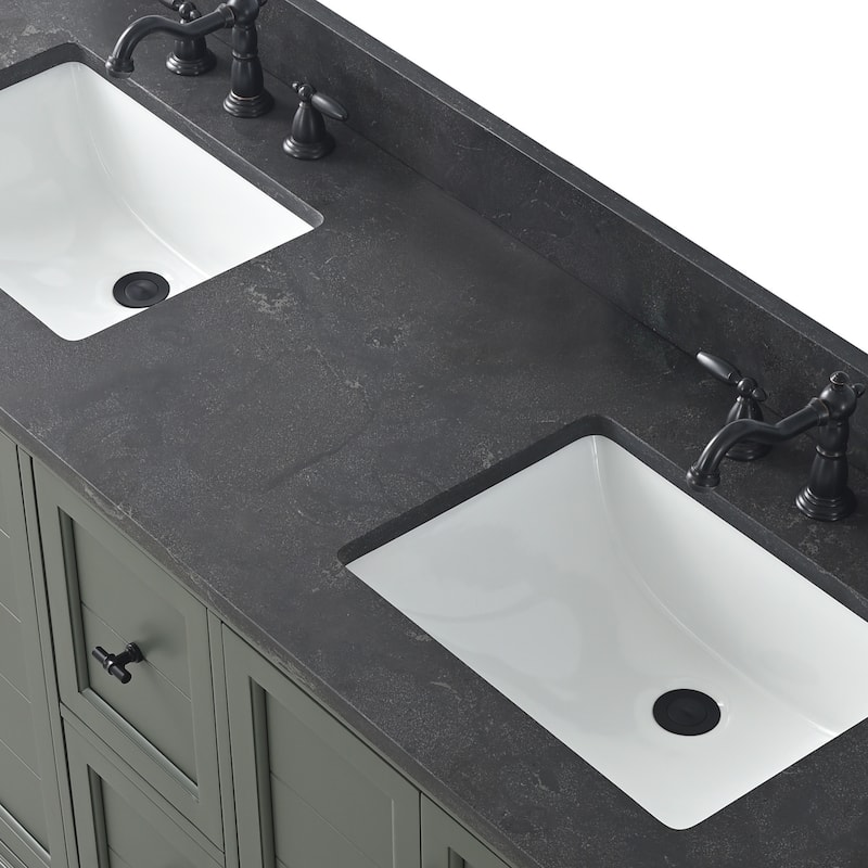Vanity Art 60" Double Sink Bathroom Vanity with Top & Backsplash