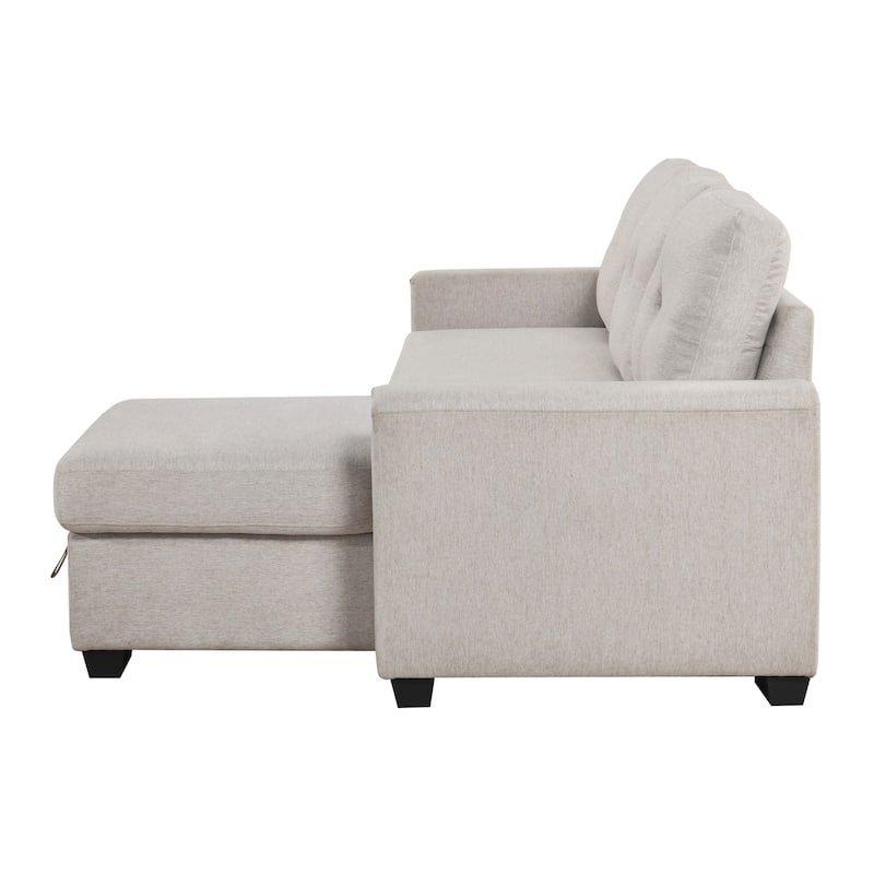 Darla 93" Textured 2-Piece Sectional Sofa with Chaise and Pull-out Bed