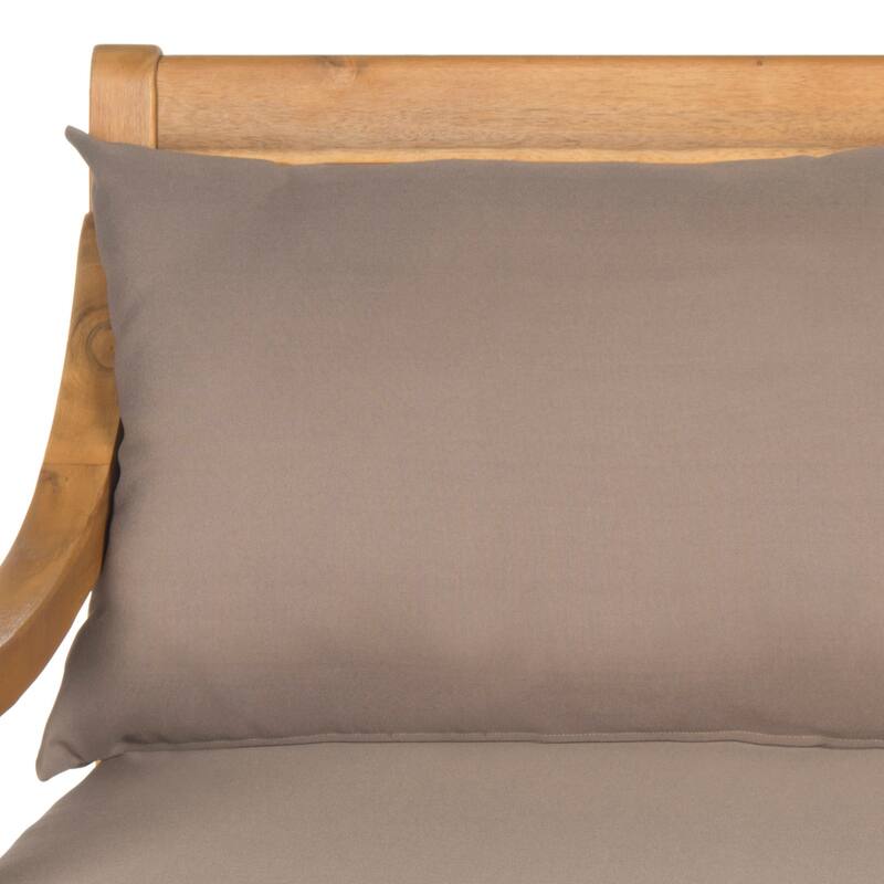 SAFAVIEH Outdoor Cordula Acacia Wood Cushioned Daybed - 71.7"W x 35.4"D x 29.1"H