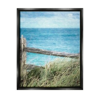 Stupell Waterfront Beach Fence Framed Floater Canvas Wall Art Design by ...