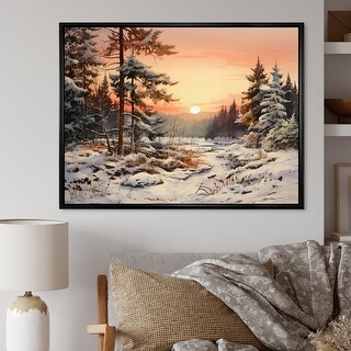 Designart "Winter Pine Tree Horizon" Tree Pine Framed Wall Art Prints ...