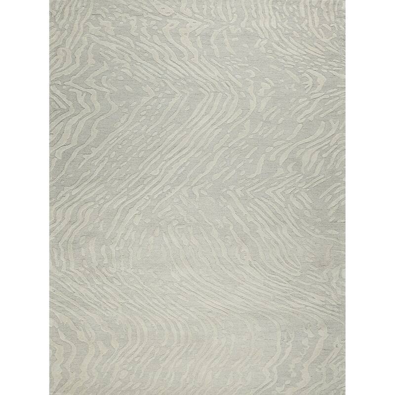Entro Handmade New Zealand Wool Silver/Ivory Area Rug.