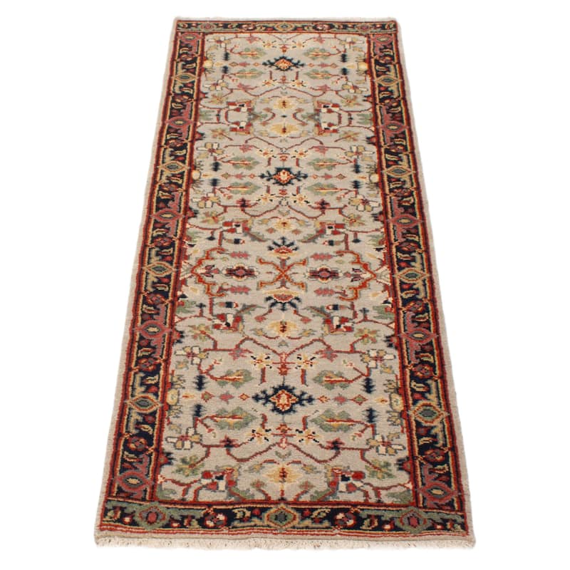 ECARPETGALLERY Hand-knotted Serapi Heritage Light Grey Wool Rug - 2'8 x 8'1