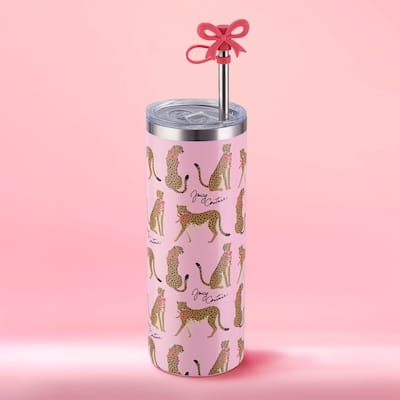 Juicy Couture Glam Slip Hydration Stainless Steel Tumbler with Straw Topper