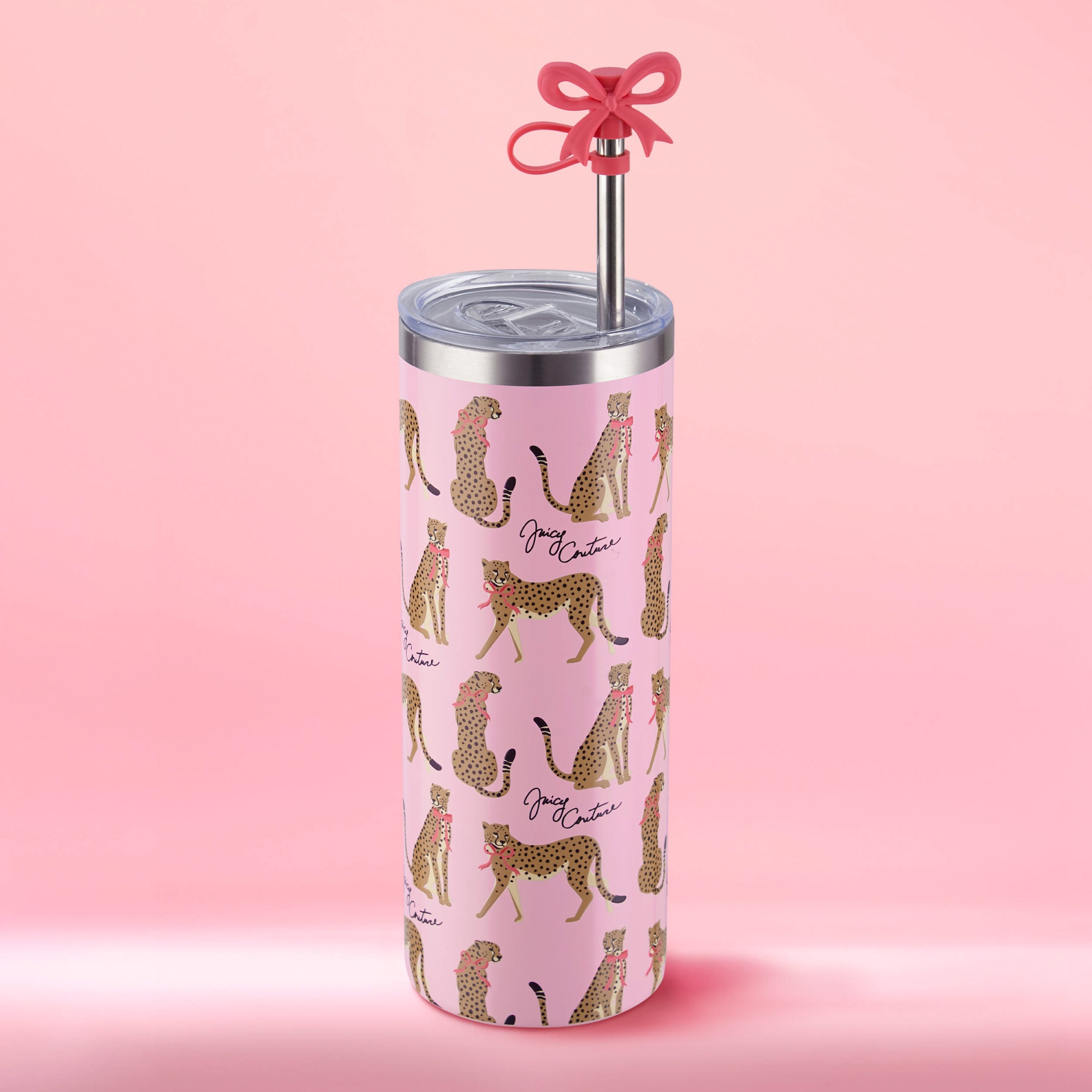 Juicy Couture Glam Slip Hydration Stainless Steel Tumbler with Straw Topper