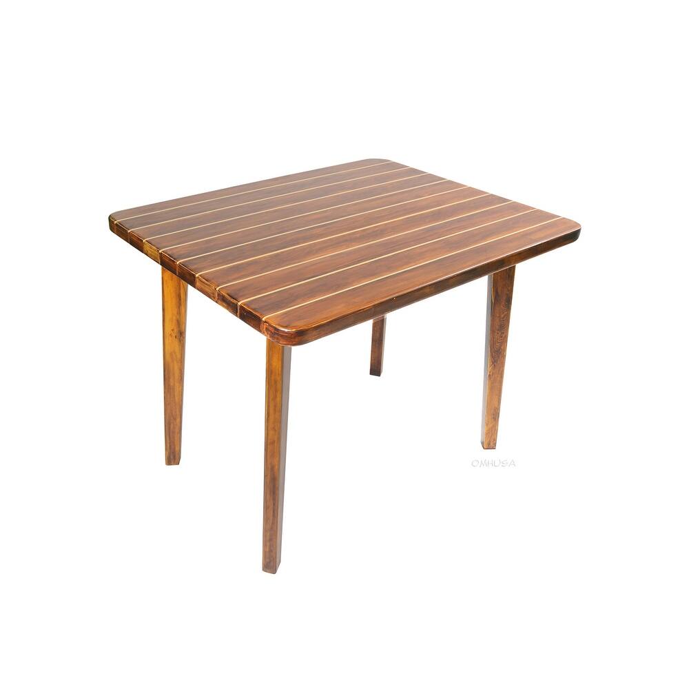 Nautical Table With Inlay Wood Stripes Small